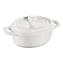 Staub Mini Cocotte 10 Cm, Ovale, Blanc Pur, Céramique