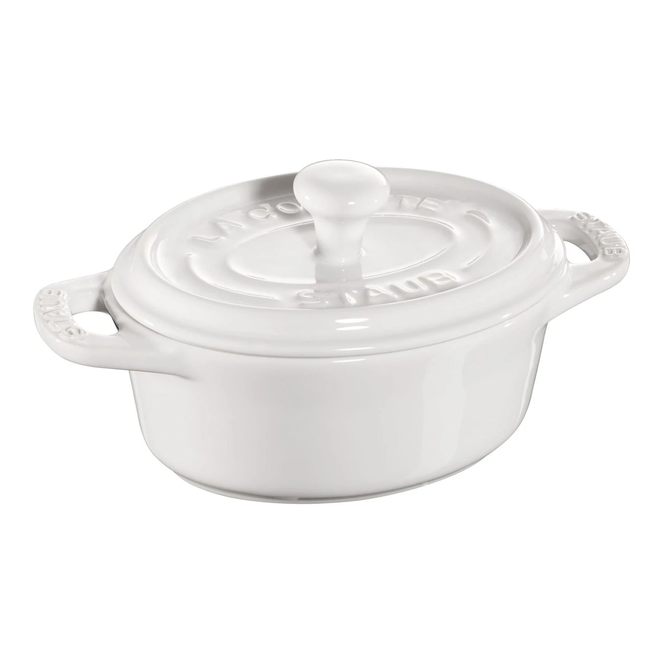 Staub Mini Cocotte 10 Cm, Ovale, Blanc Pur, Céramique