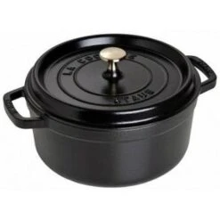 Cocotte Ronde En Fonte émaillée Staub Noir Mat De 22cm