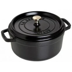 Cocotte Ronde En Fonte émaillée Staub Noir Mat De 28cm